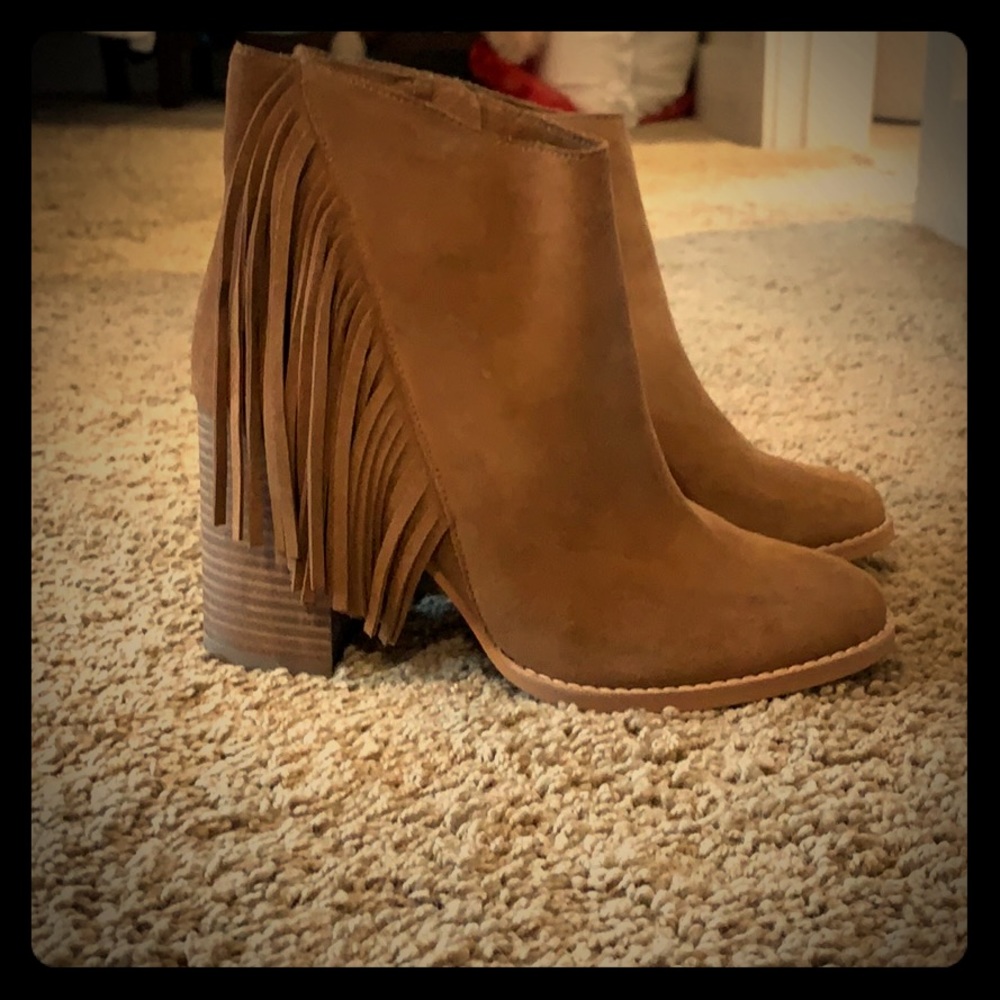 Fringe suede booties